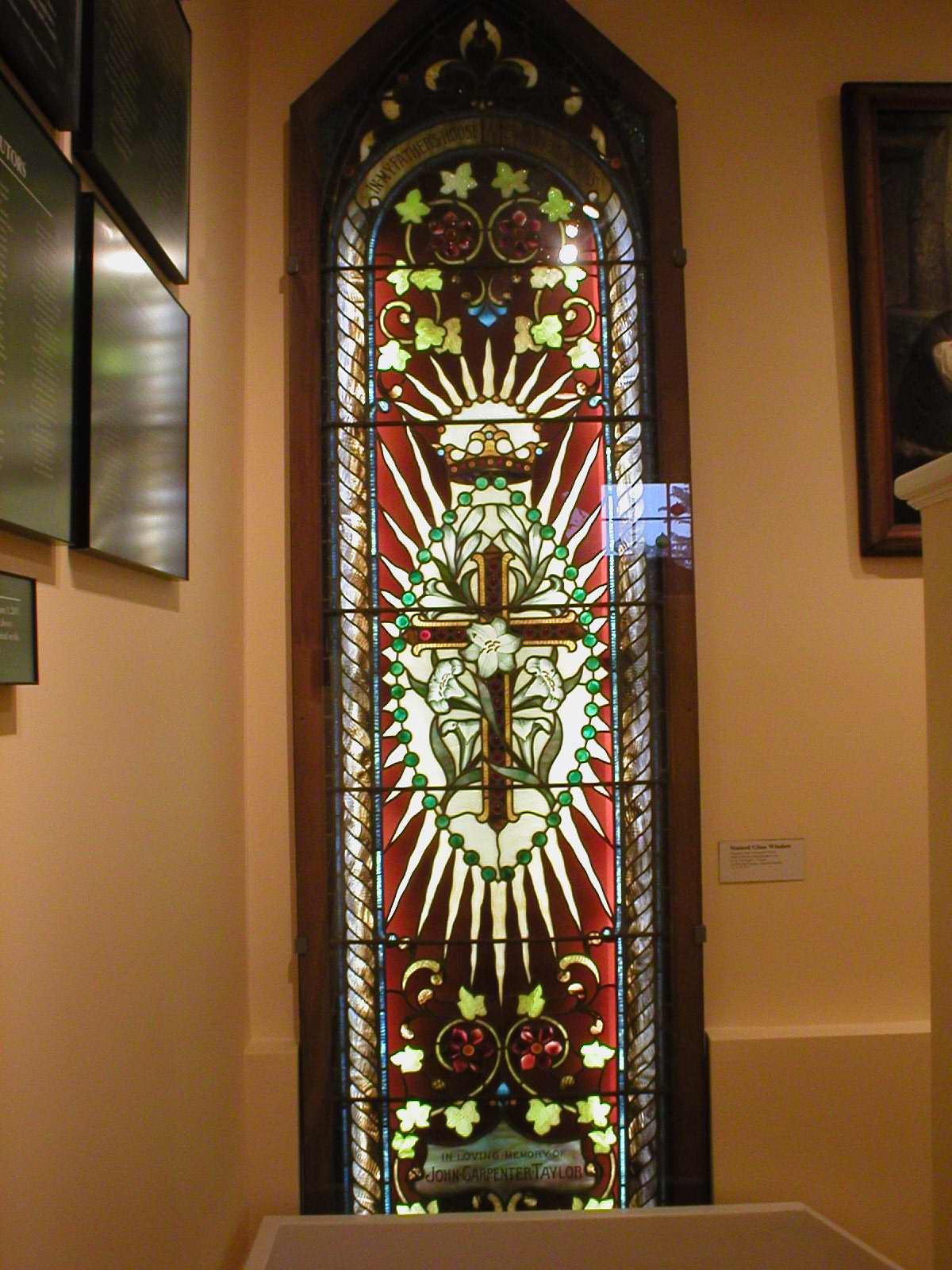 Example of Stained glass window at Atwood House Museum.