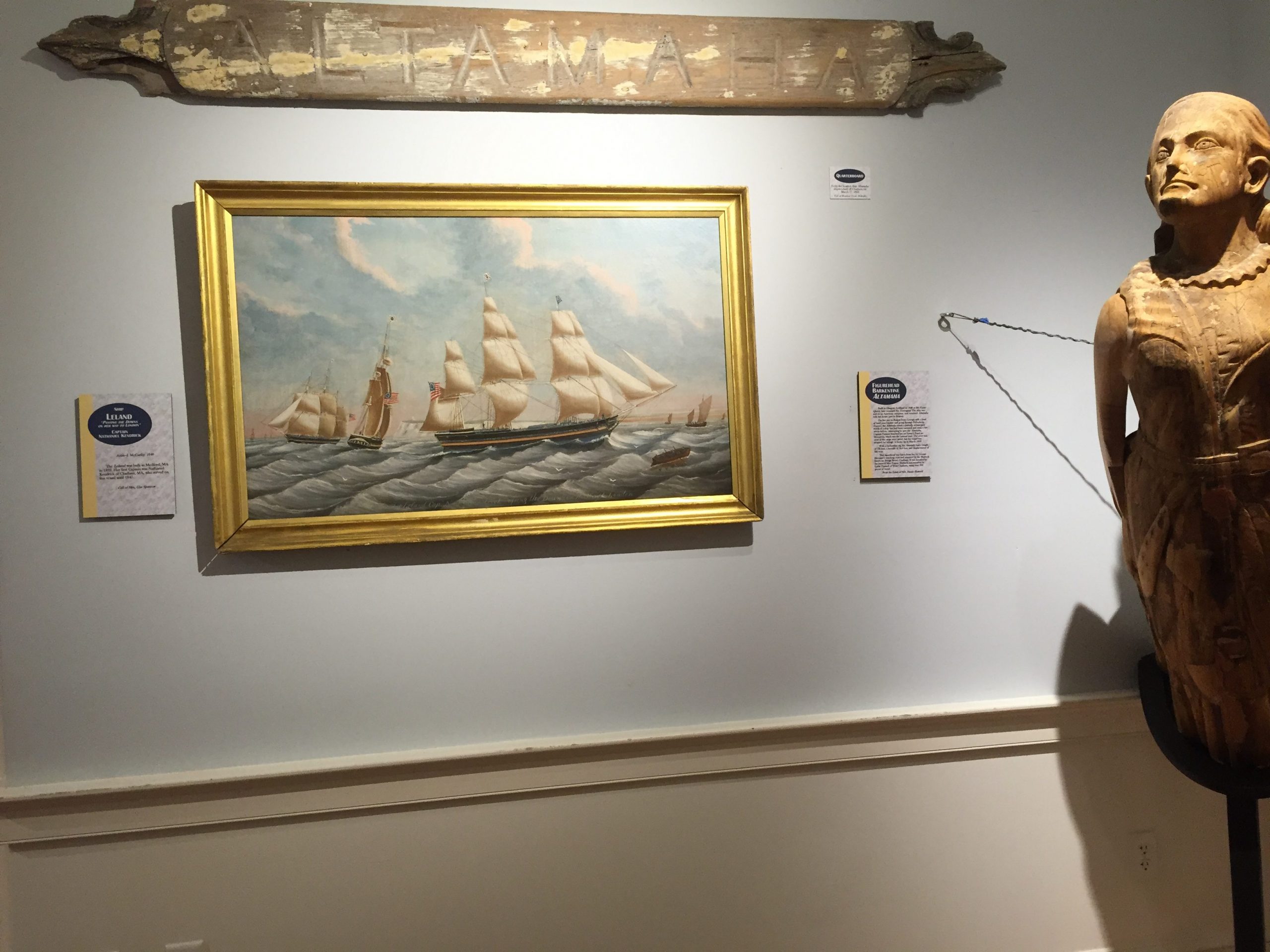 A painting at Atwood Museum of sailing ships
