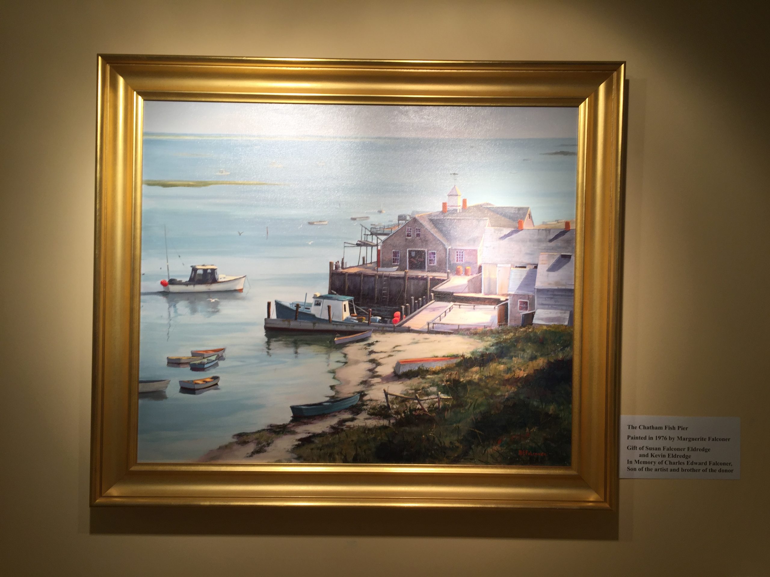 Marguerite Falconer painting of Chatham Fish Pier at Atwood Museum
